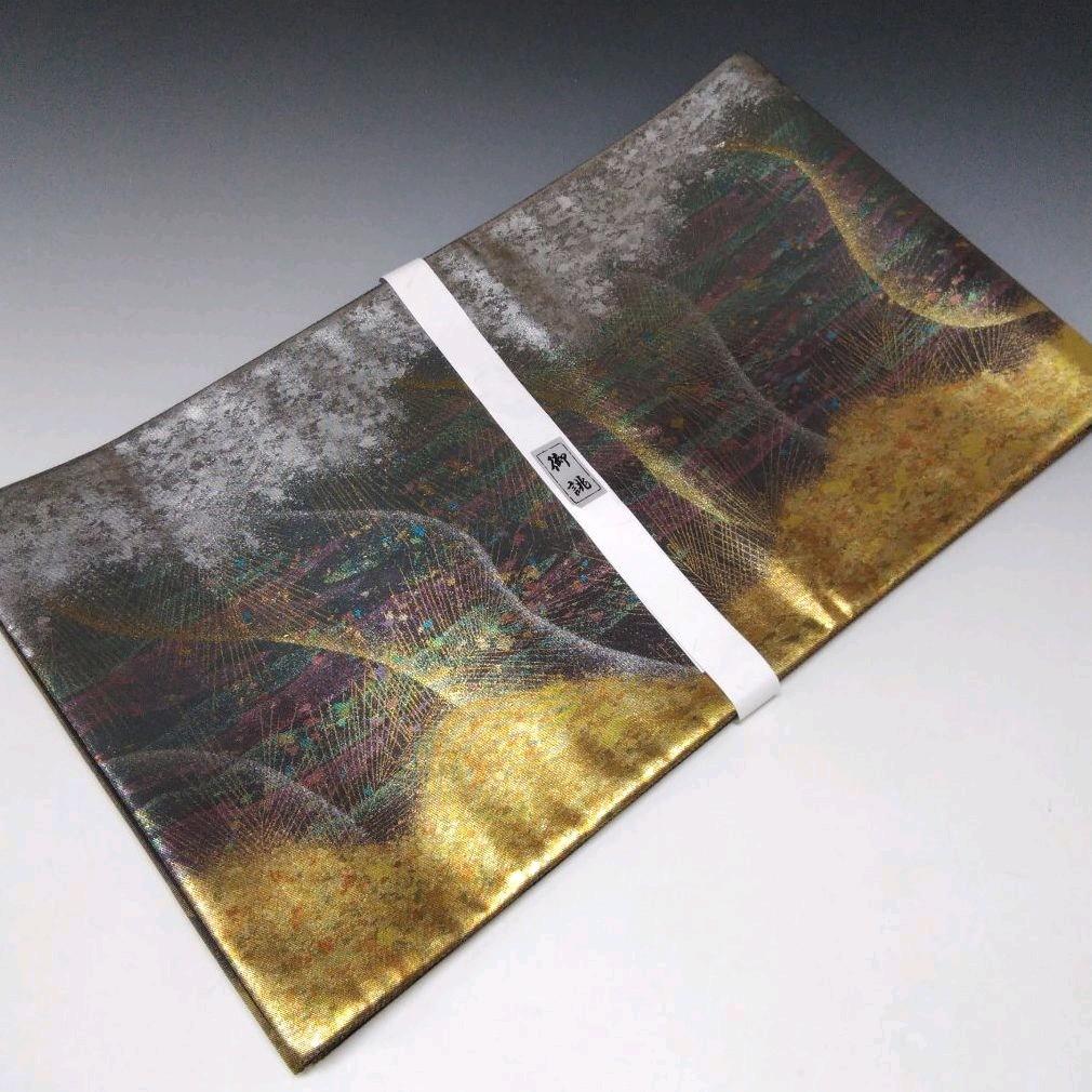 優様　値下げ❗️未使用❗️個性的な袋帯⭐黒 金銀オーロラ箔 若松/ 1405