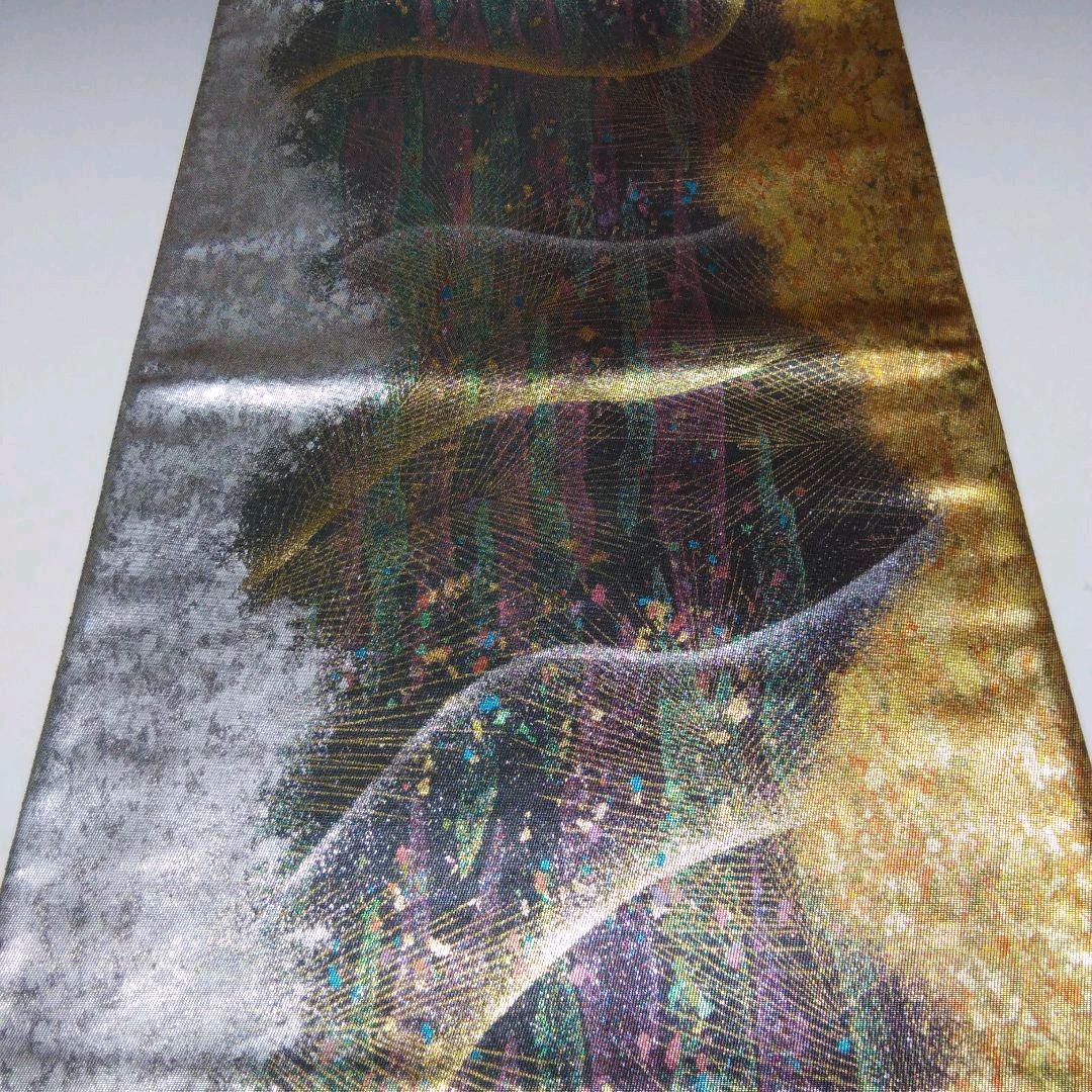 優様　値下げ❗️未使用❗️個性的な袋帯⭐黒 金銀オーロラ箔 若松/ 1405
