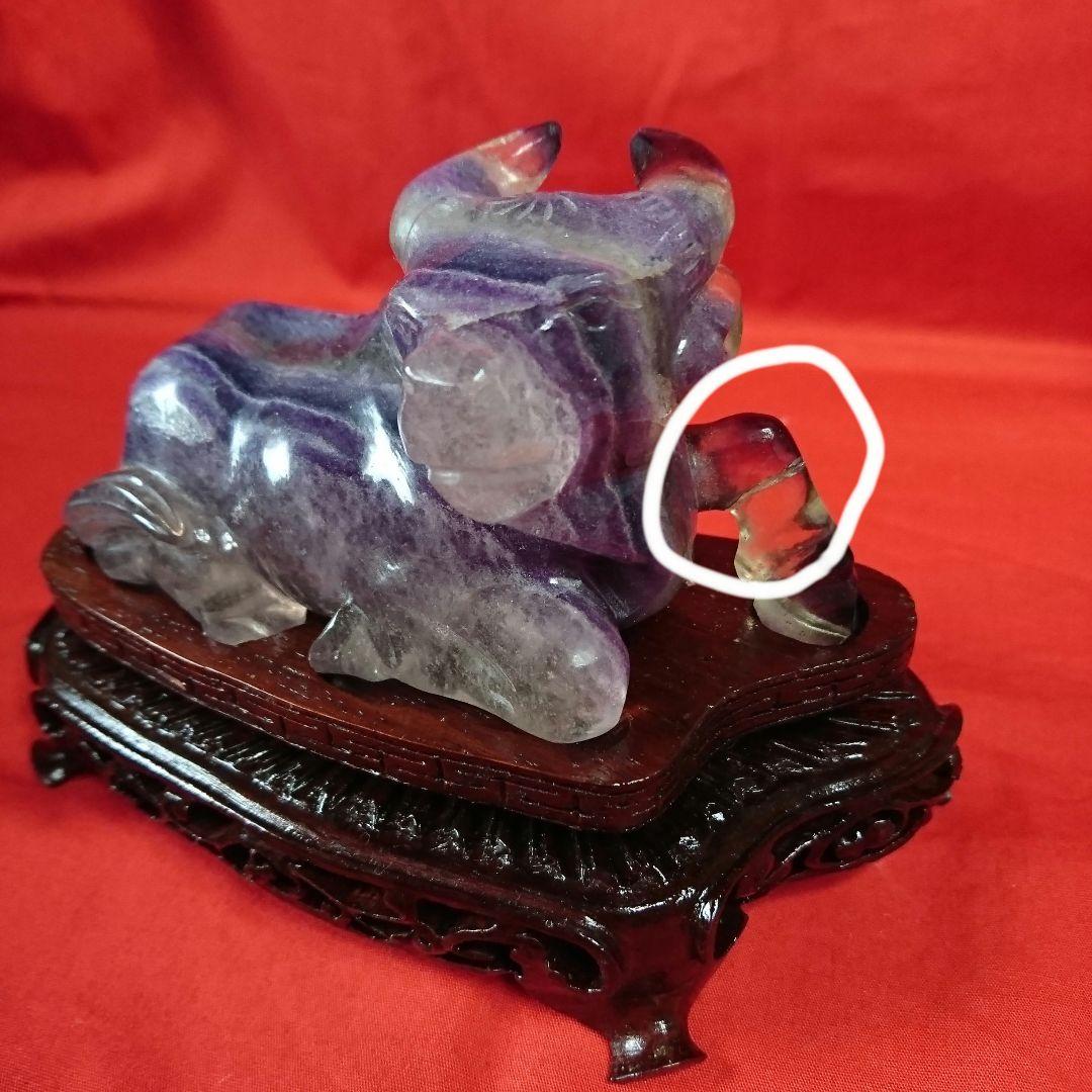 紫水晶/丑(牛)/2体左右一対/骨董/工芸品/水晶細工