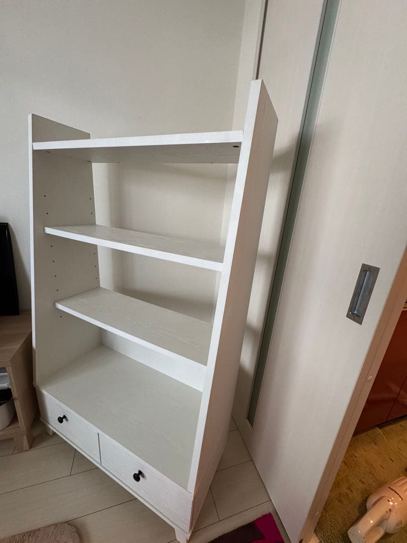 今だけ！！分解済み！ホワイト木製シェルフ 4段 2引き出し