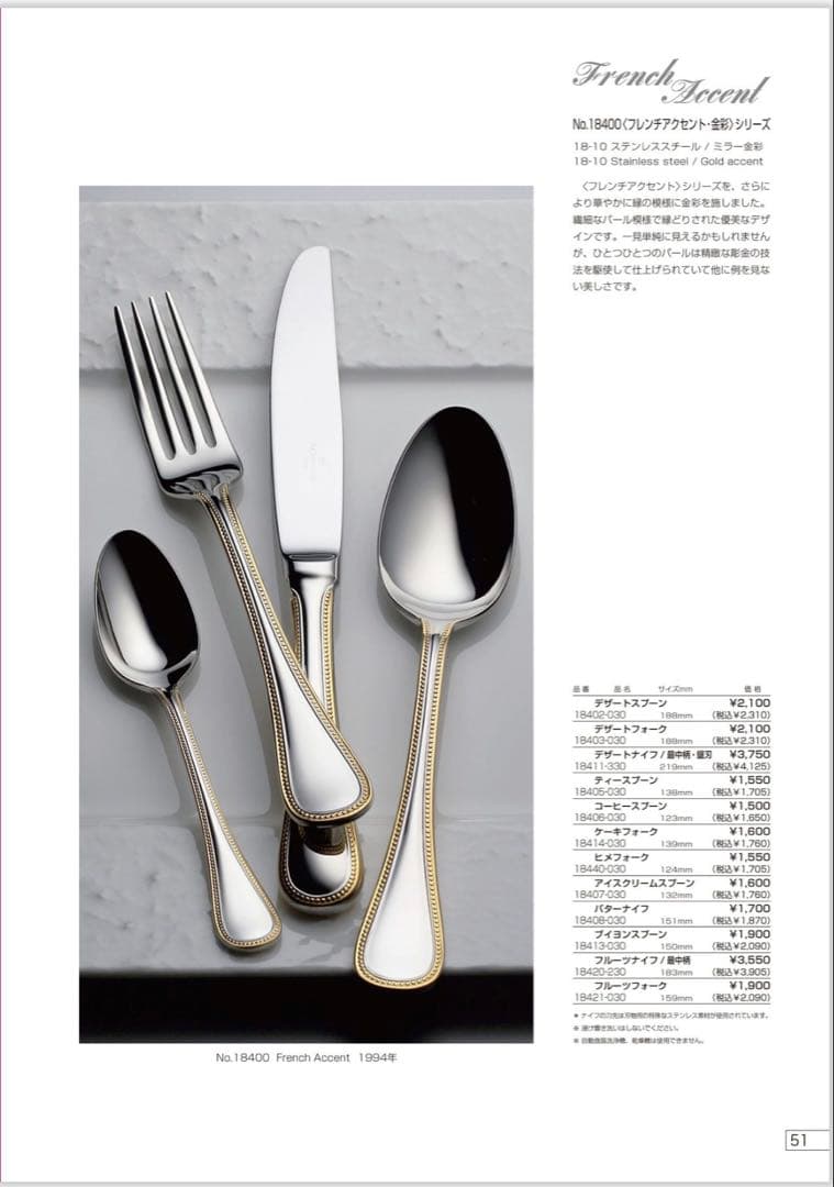 ラッキーウッド カトラリーセット　フレンチアクセント　金彩スプーン＆フォーク