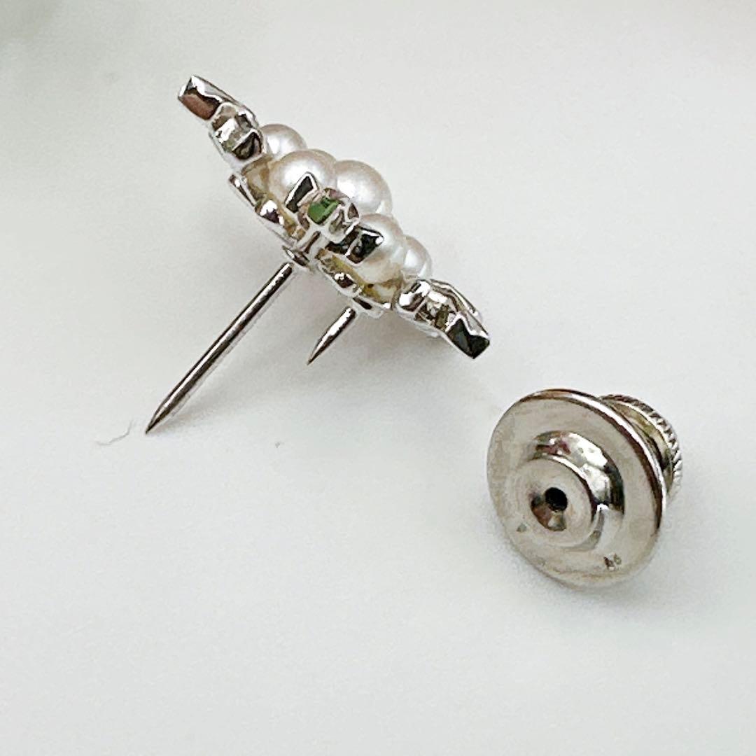 美品✨MIKIMOTO✨パール7珠 ピンブローチ　シルバー　雪の結晶