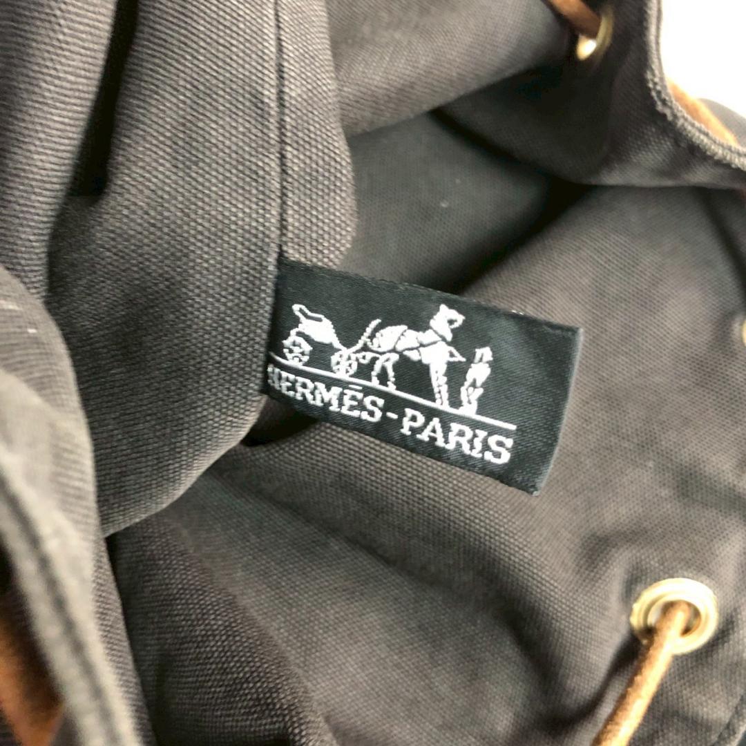 HERMES エルメス ポロションミミル 巾着 ショルダーバッグ ブラウン