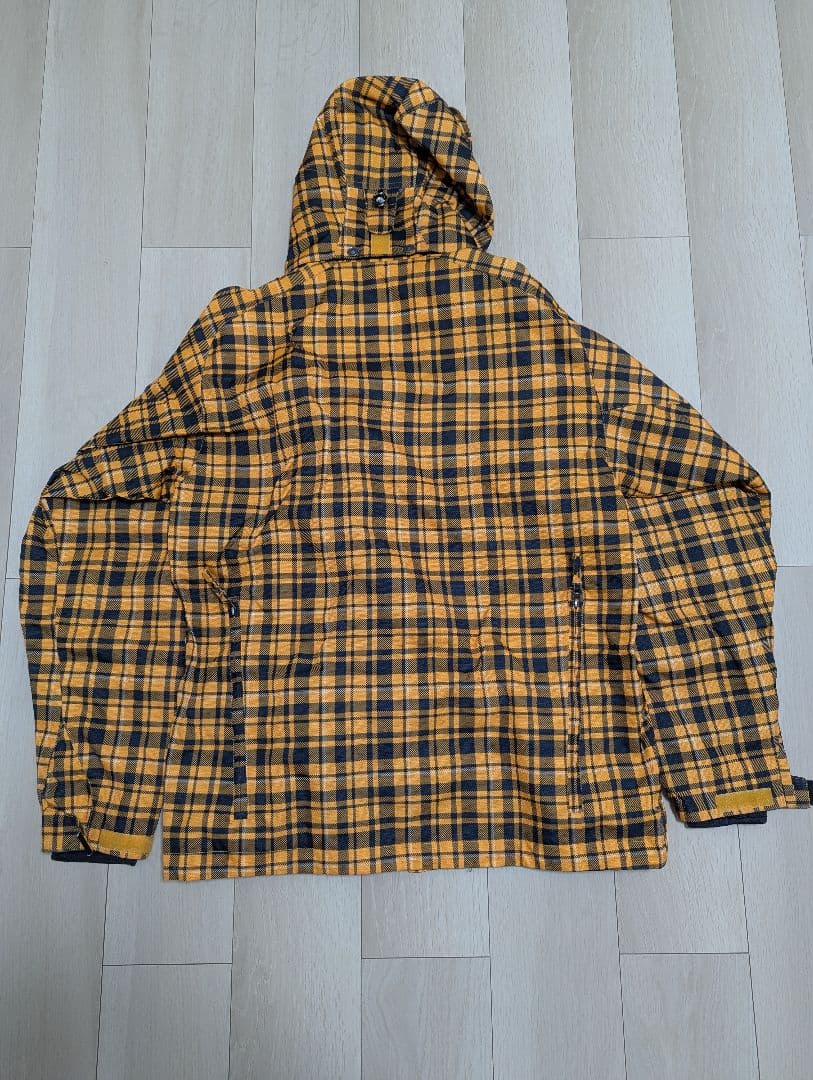 スノーボード用オレンジチェックジャケットとパンツセット