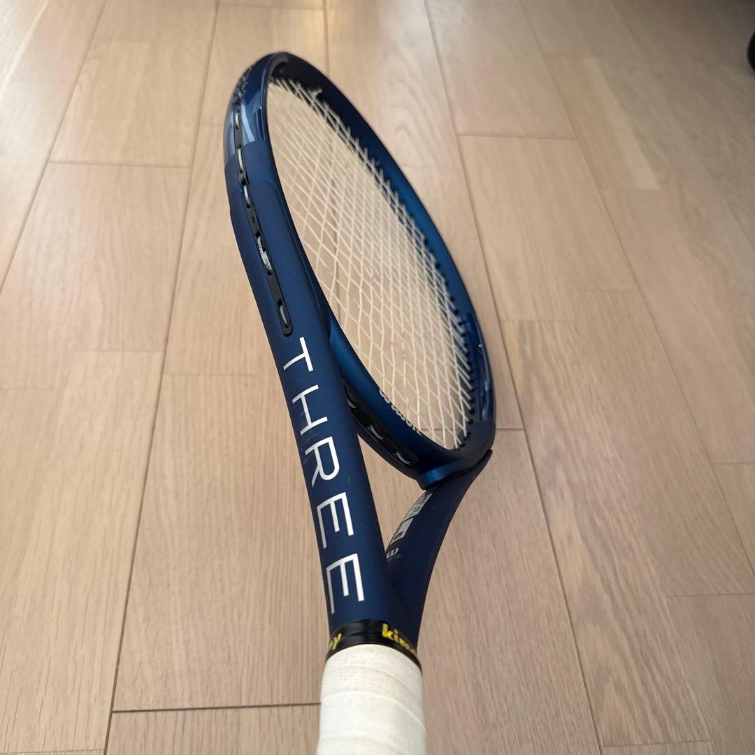 【美品】Wilson THREE テニスラケット ネイビー L3 16×19