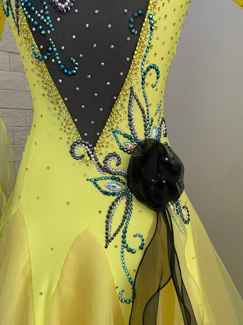 社交ダンス　スタンダードドレス⭐️イエロー＆ブラック