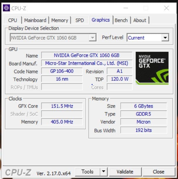【動作確認済】MSI Geforce GTX1060 6GB OC