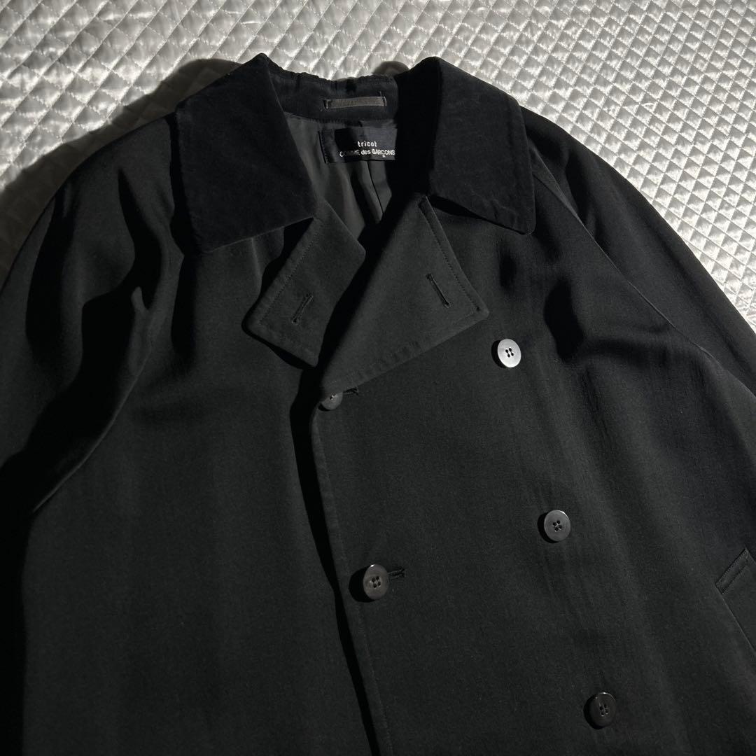 1988 88AW archive ウールギャバオーバーダブルコート 黒 80s