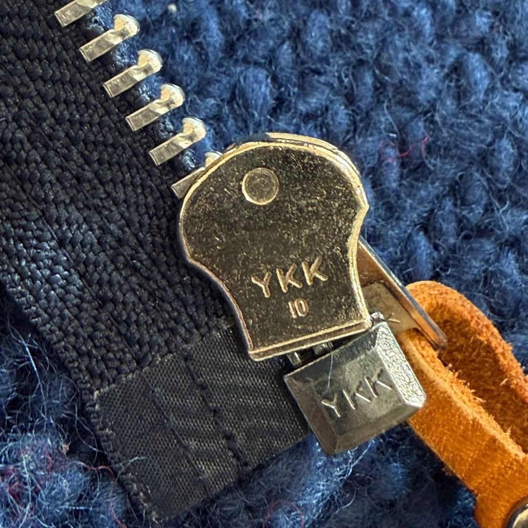 ヒステリックグラマー　カウチンニット　ニットジャケット　ブルー　ジップアップ