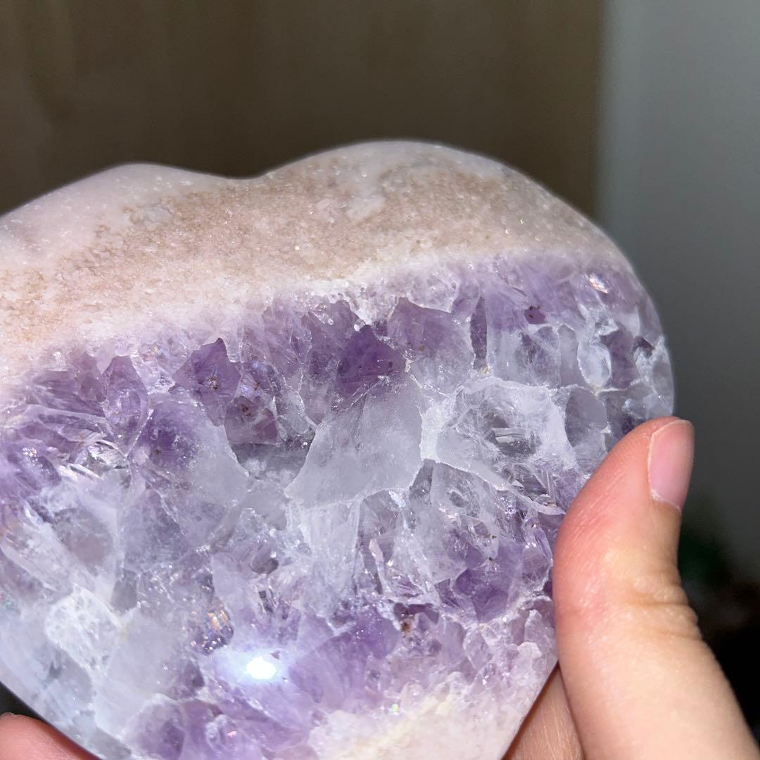 特大 ピンクアメジスト ハート 700g 天然石 結晶