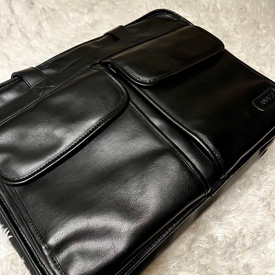 美品✨ANA 2way ビジネスバッグ オールレザー 大容量 2層式 ブラック