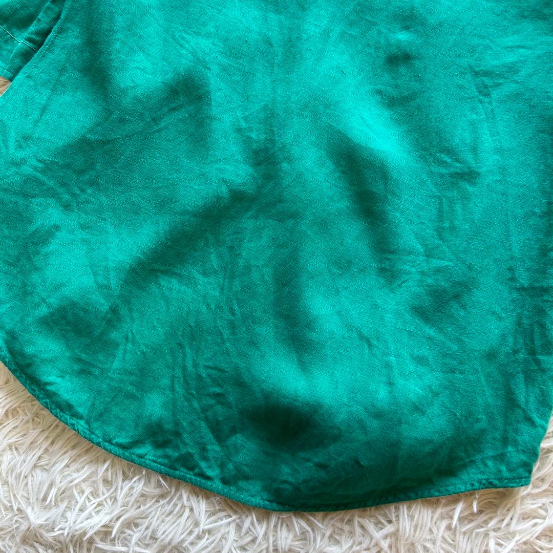 白タグ　MaxMara マックスマーラ リネン 長袖 ブラウス シャツ　グリーン