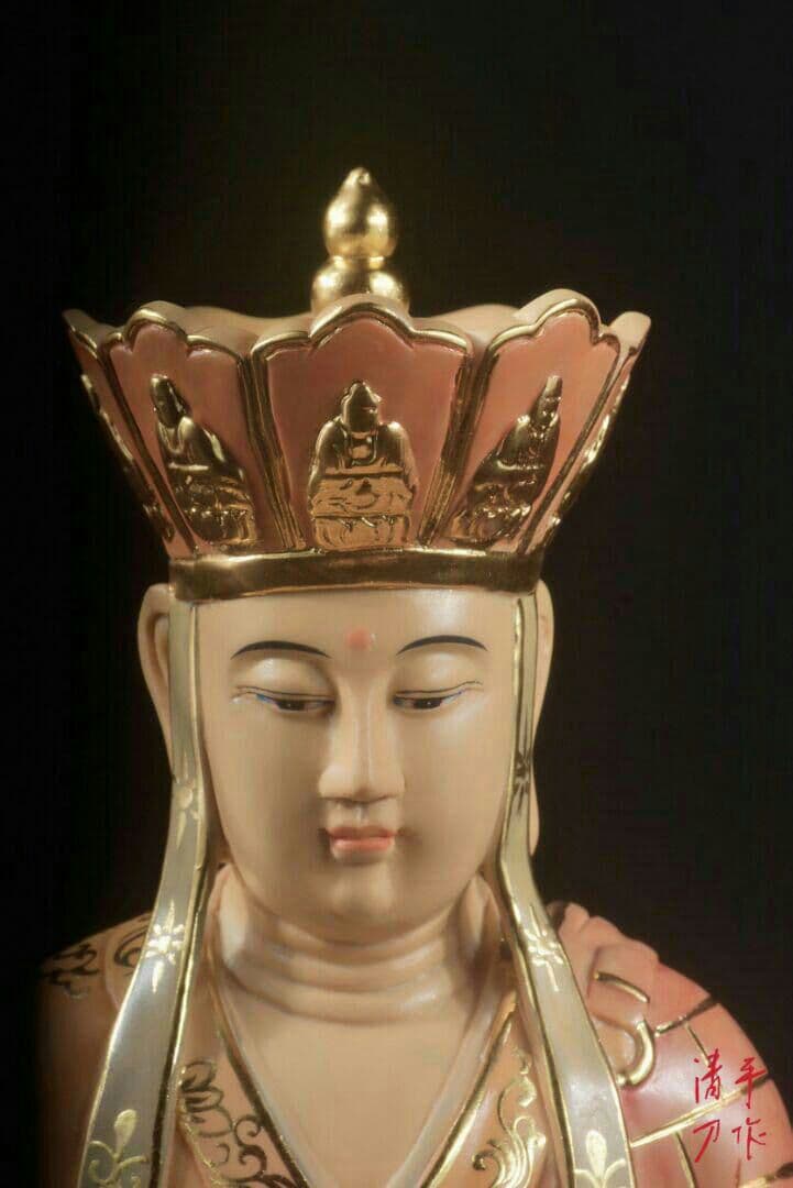 纯手作 精彫地蔵菩薩 坐像 阿智清刀木彫り 香樟彫刻 仏像 珍品 精彫2