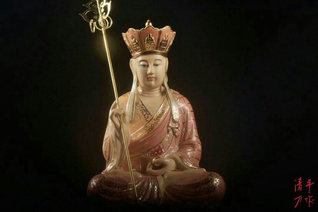 纯手作 精彫地蔵菩薩 坐像 阿智清刀木彫り 香樟彫刻 仏像 珍品 精彫2