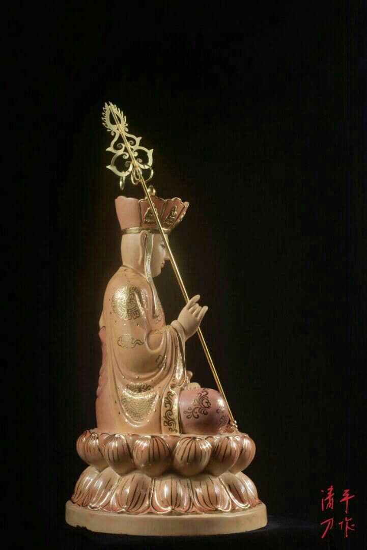 纯手作 精彫地蔵菩薩 坐像 阿智清刀木彫り 香樟彫刻 仏像 珍品 精彫2