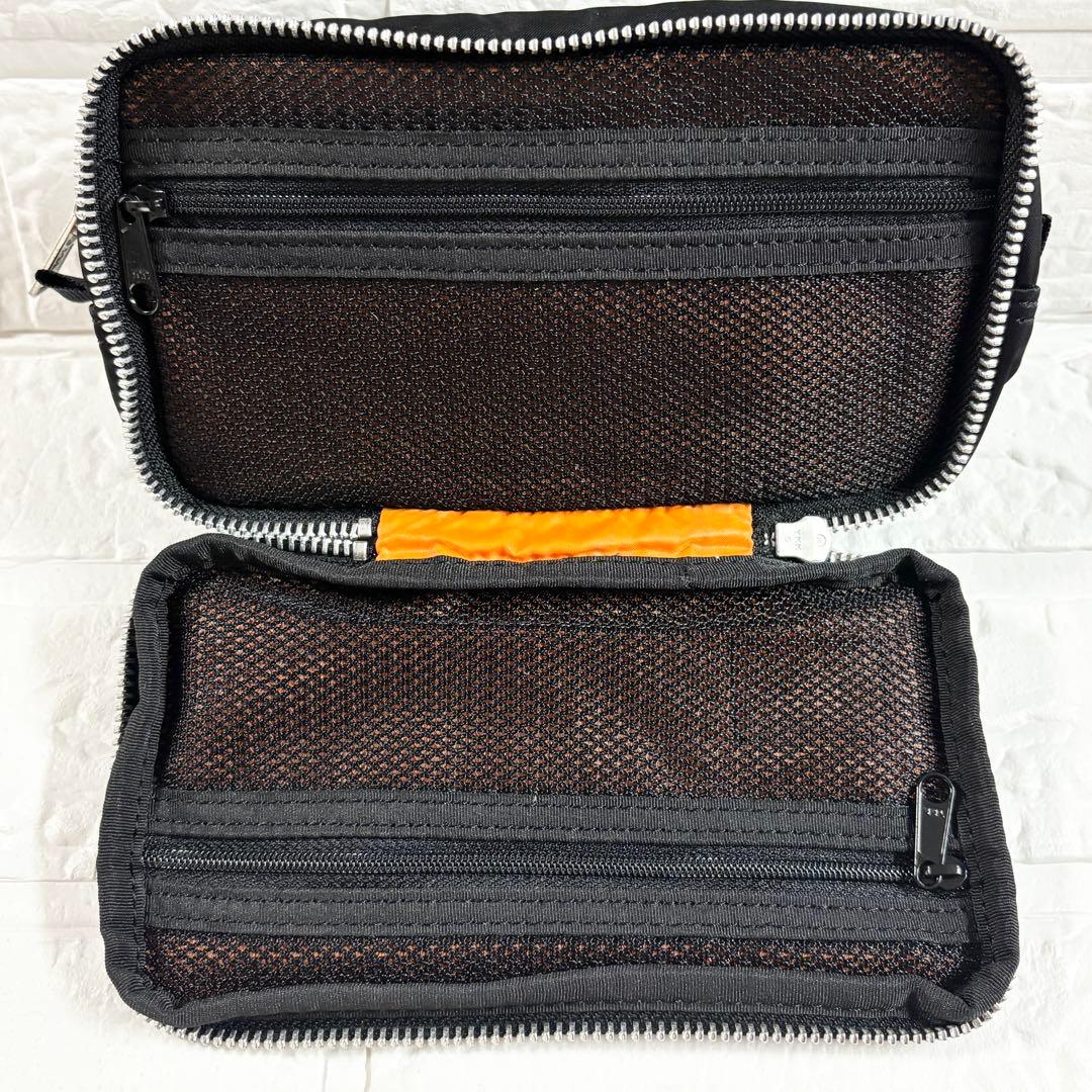 【極美品】PORTER ブラック ジッパーポーチ　タンカー　ダブルファスナー