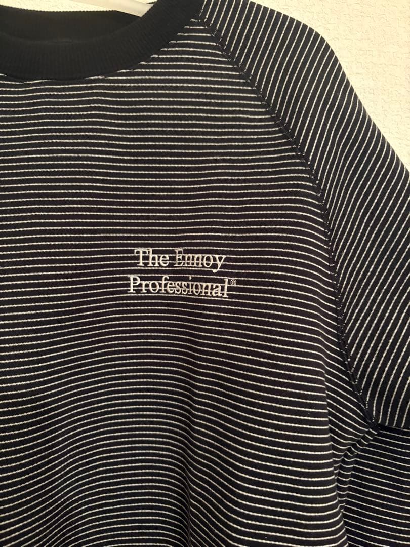 ENNOY エンノイBORDER CREW NECK SWEAT BLACK S