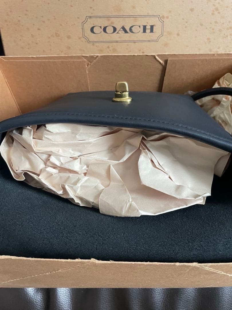 美品•希少　OLD COACH 黒 レザー ショルダーバッグ 箱付き