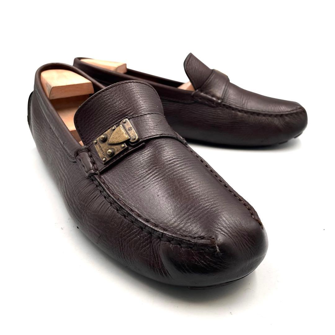 《超美品》ルイヴィトン スリッポン ドライビングシューズ レザー 茶 8 1/2