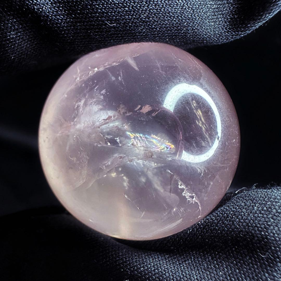 七星陣【恋愛成就♡】ピンク超美麗レインボー☆ローズクォーツスフィア丸玉A1186