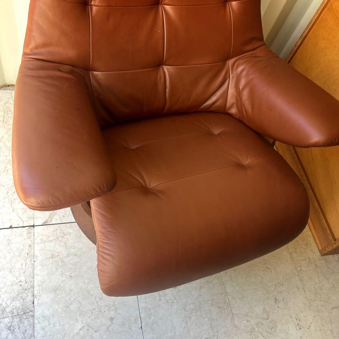 取付無料！カリモク ザ・ファースト RU72本革リクライニングチェア・オットマン