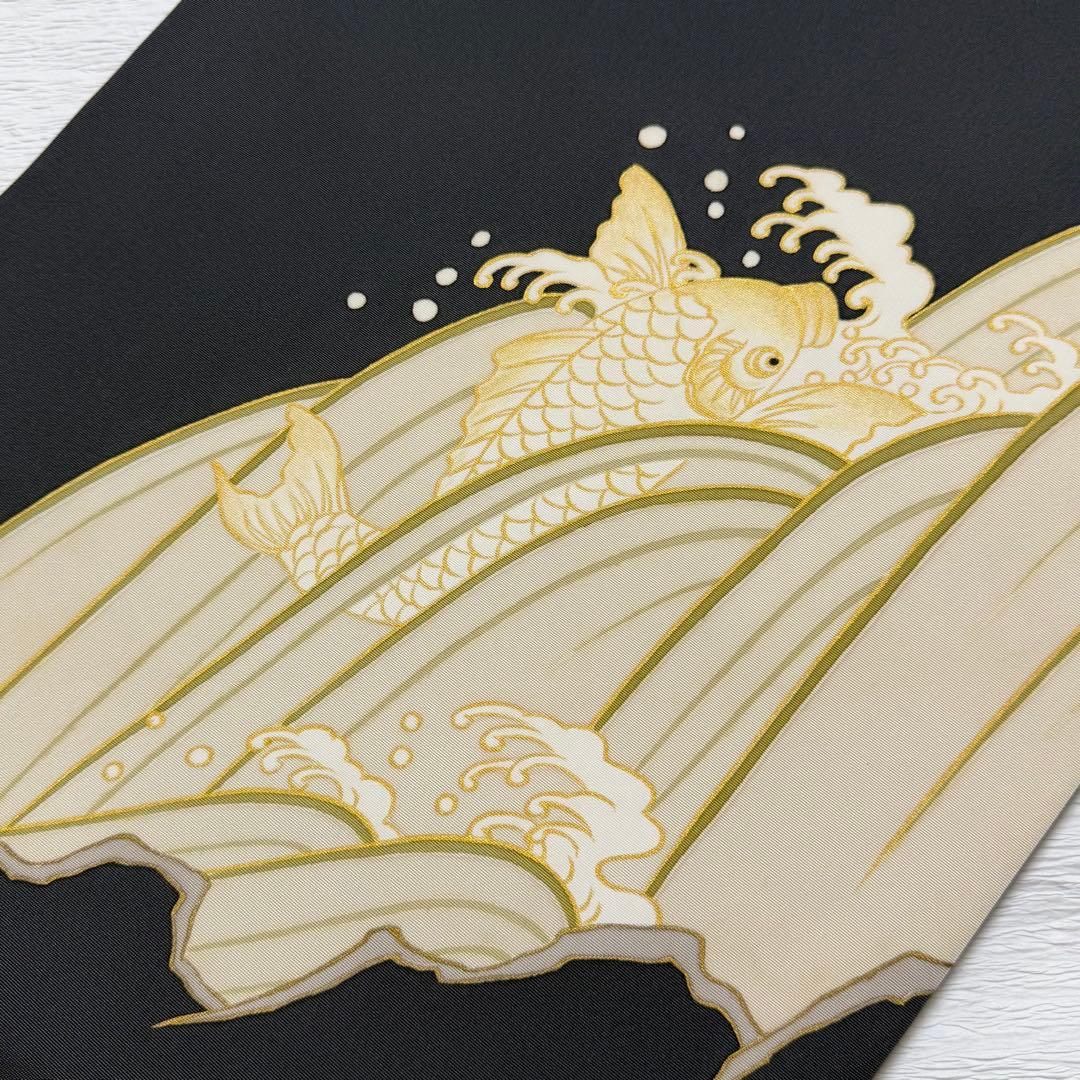 m-89 鯉の滝登り 塩瀬 名古屋帯 正絹