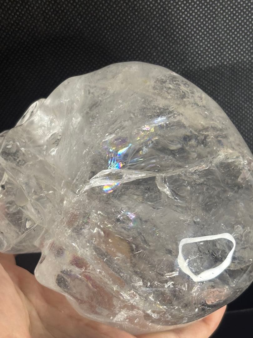 高品質✨水晶スカル　虹入り　骸骨　置物