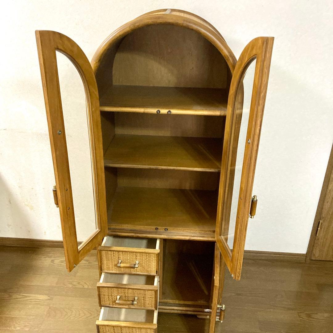 【コウ】ラタン トロピカルファイン アーチ型 キャビネット 籐家具