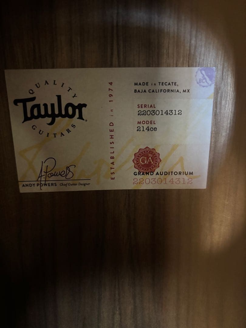 Taylor Grand Auditorium 214ceアコースティックギター