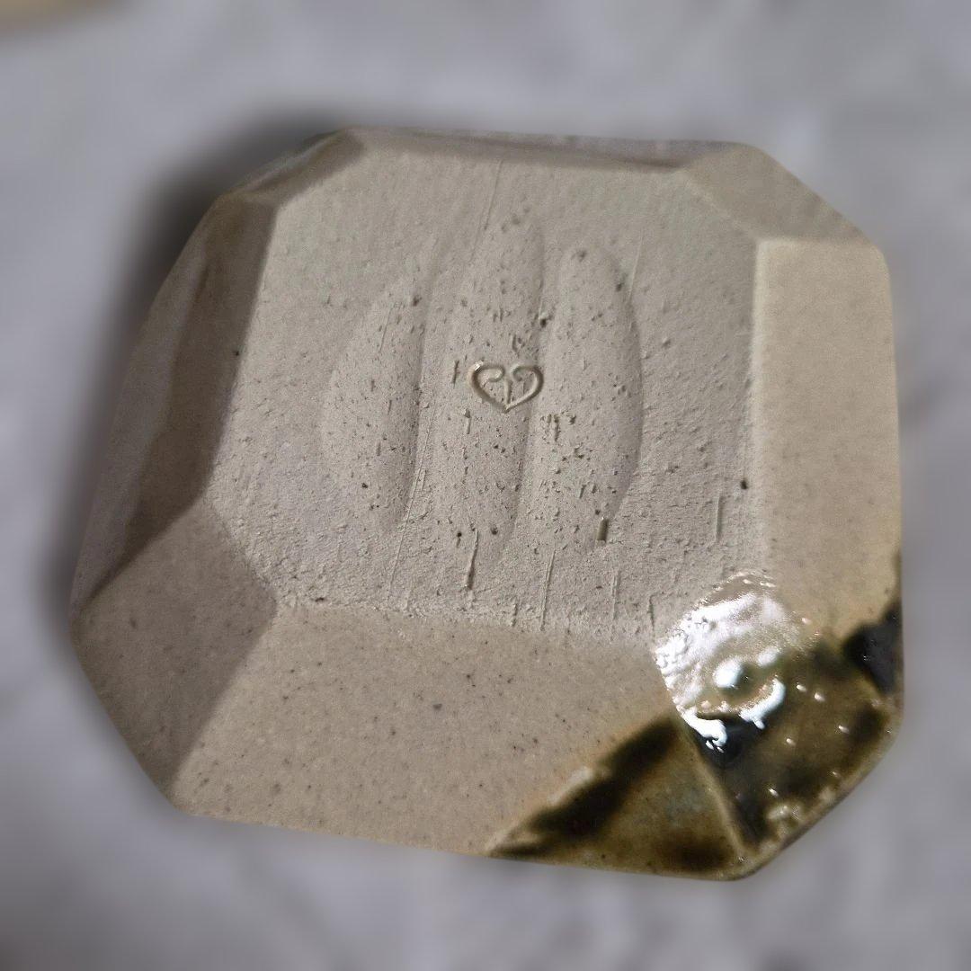 【加藤春二】葵窯『織部』五客小皿 未使用　共箱