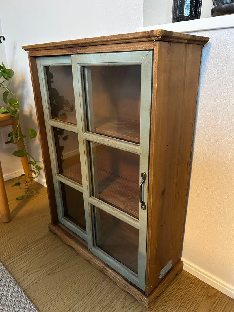 グランシュマン木製ガラス扉キャビネット マニーGC ウッドシンプルキャビネット