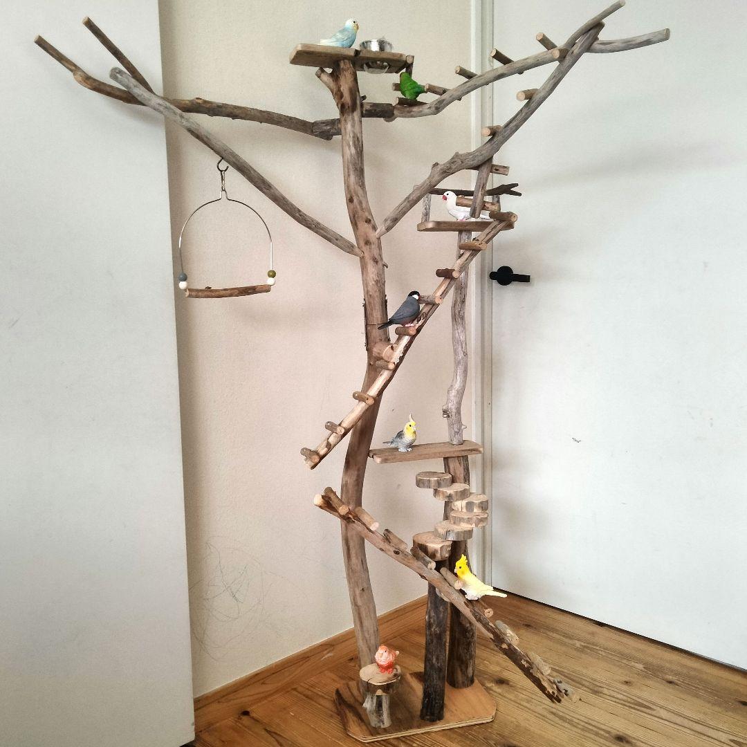バードアスレチックジム大型 ㊺ 天然木 自然木 流木 インコ おもちゃ