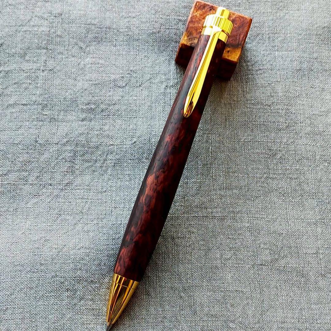 上杢　ランセオラリア　ハンドメイド　木軸ボールペン　G2　天然木　ゴールド