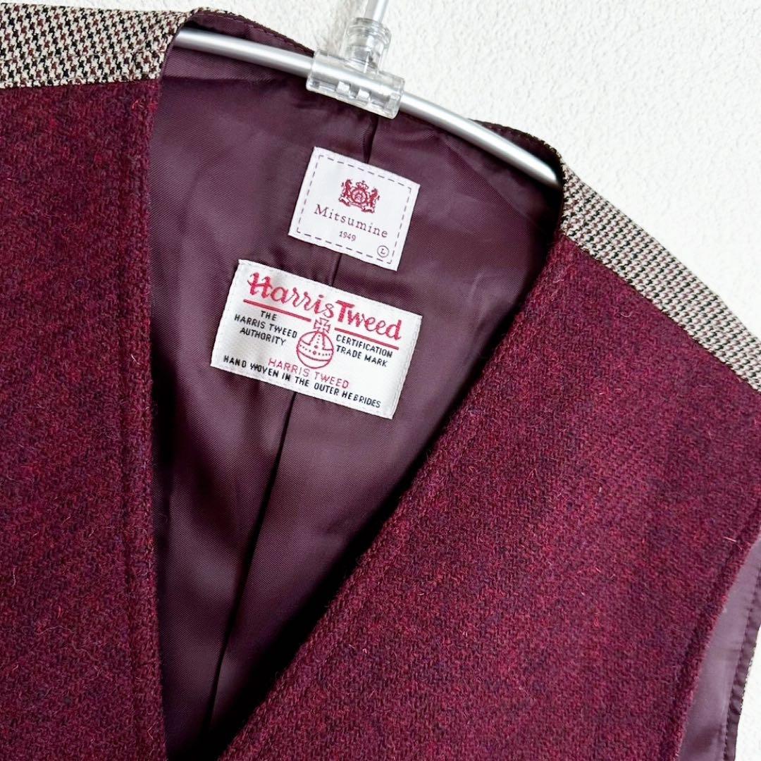 【 mitsumine × Harris Tweed 】 ボルドー　ベスト