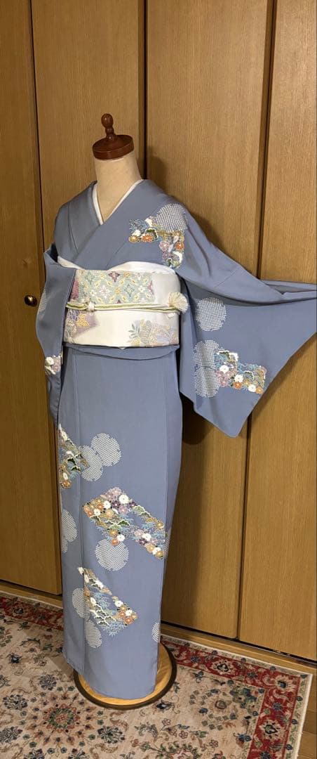 美しい日本の着物【京林】京屋林蔵 友禅と手刺繍　逸品訪問着　4点セット