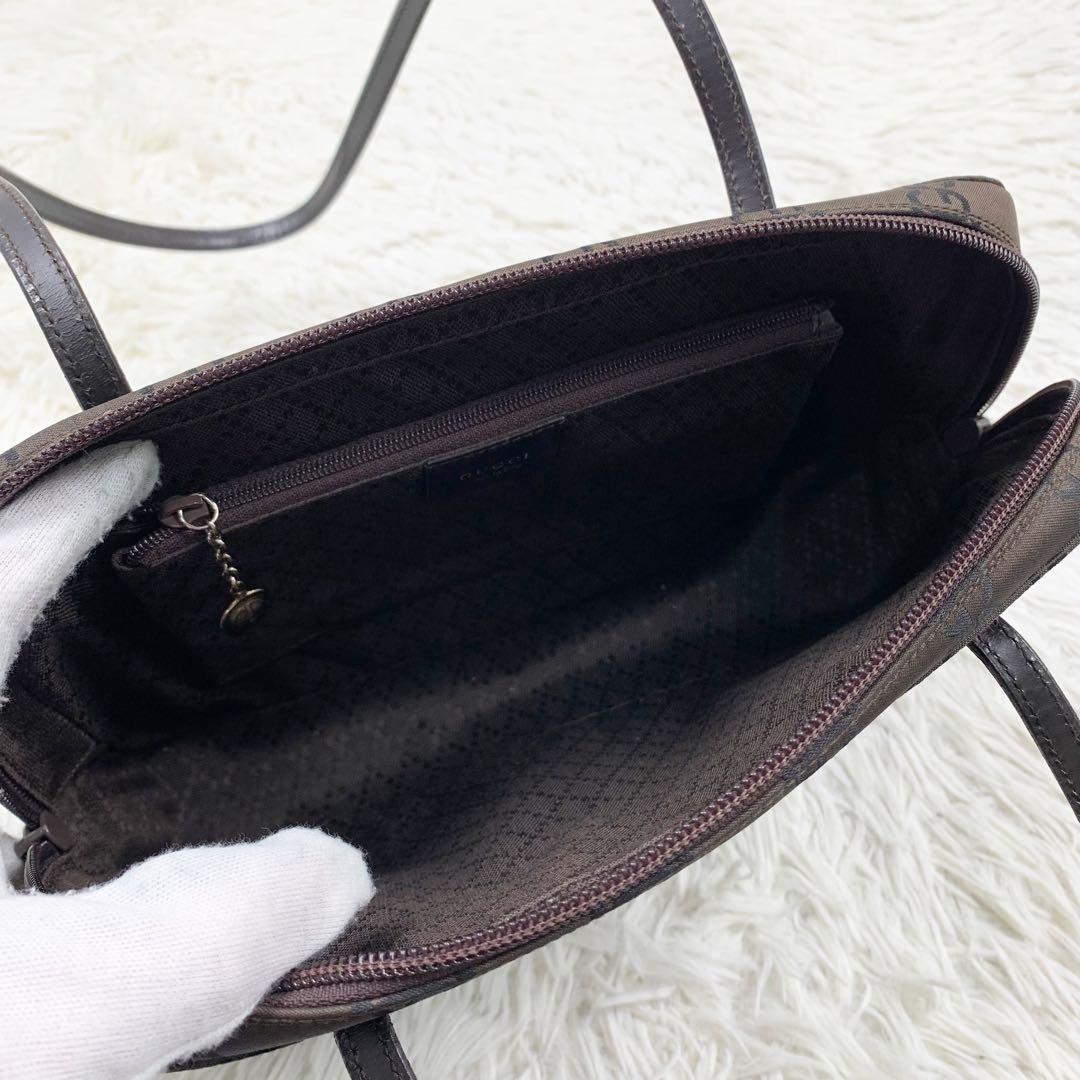 【✨美品✨】グッチ ショルダーバッグ GG柄 ナイロン ブラウン