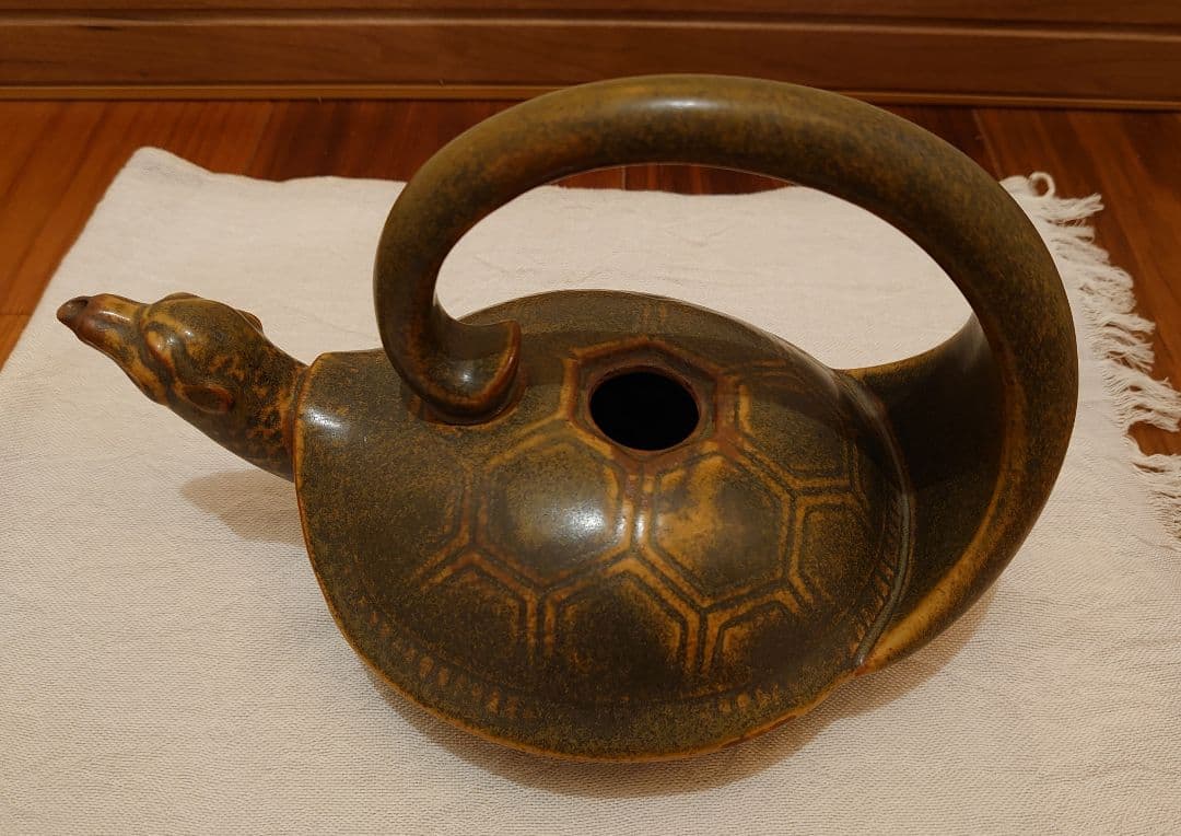 薩摩焼 壽官陶苑 亀型 酒器 蕎麦釉 ヴィンテージ