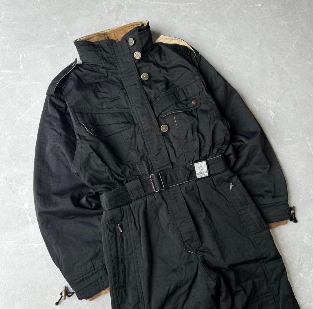 80s MONCLER 黒 ジャンプスーツ ウィンタースポーツ用