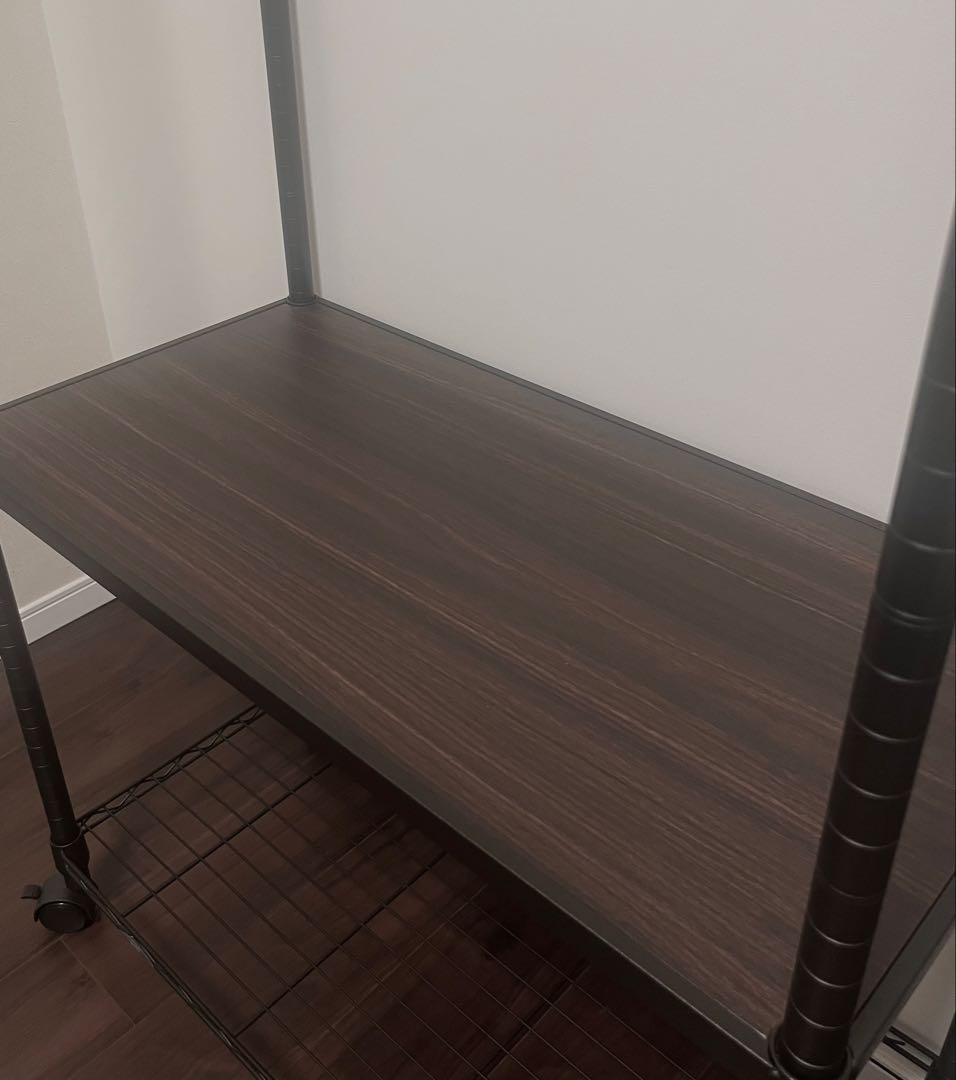 【早急お取引き望む】ルミナスノワールウッドシェルフ付きワードローブ８０W