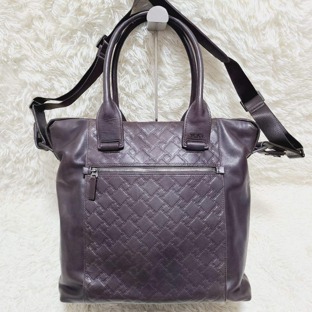 【希少】TUMI　ビジネスバッグ　ロゴ型押し　オールレザー　2WAY　A4収納