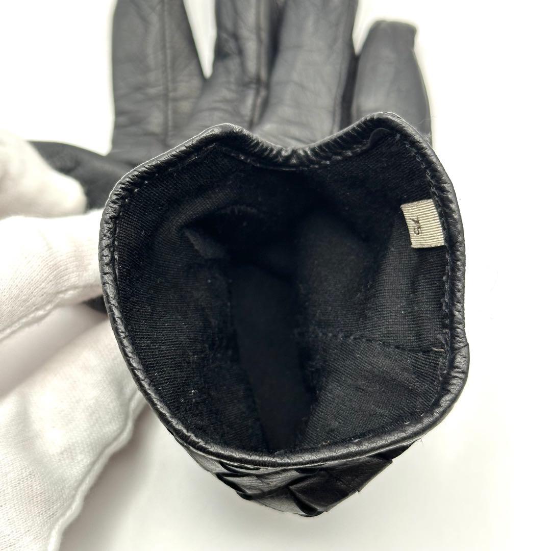 ボッテガヴェネタ 手袋 レザーグローブ イントレチャート 75 ブラック