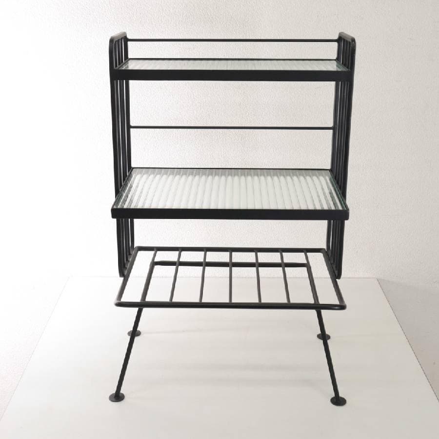 値下ウニコ ステラ スモールガラスシェルフ ガラスxアイアン レトロ風ガラス