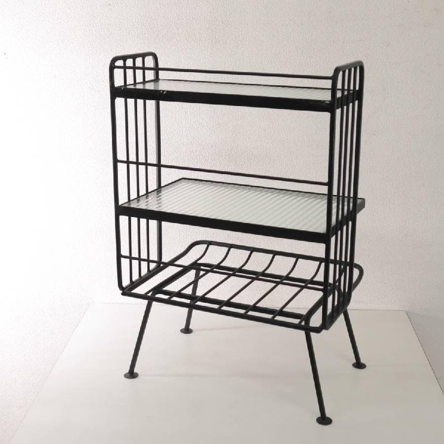 値下ウニコ ステラ スモールガラスシェルフ ガラスxアイアン レトロ風ガラス