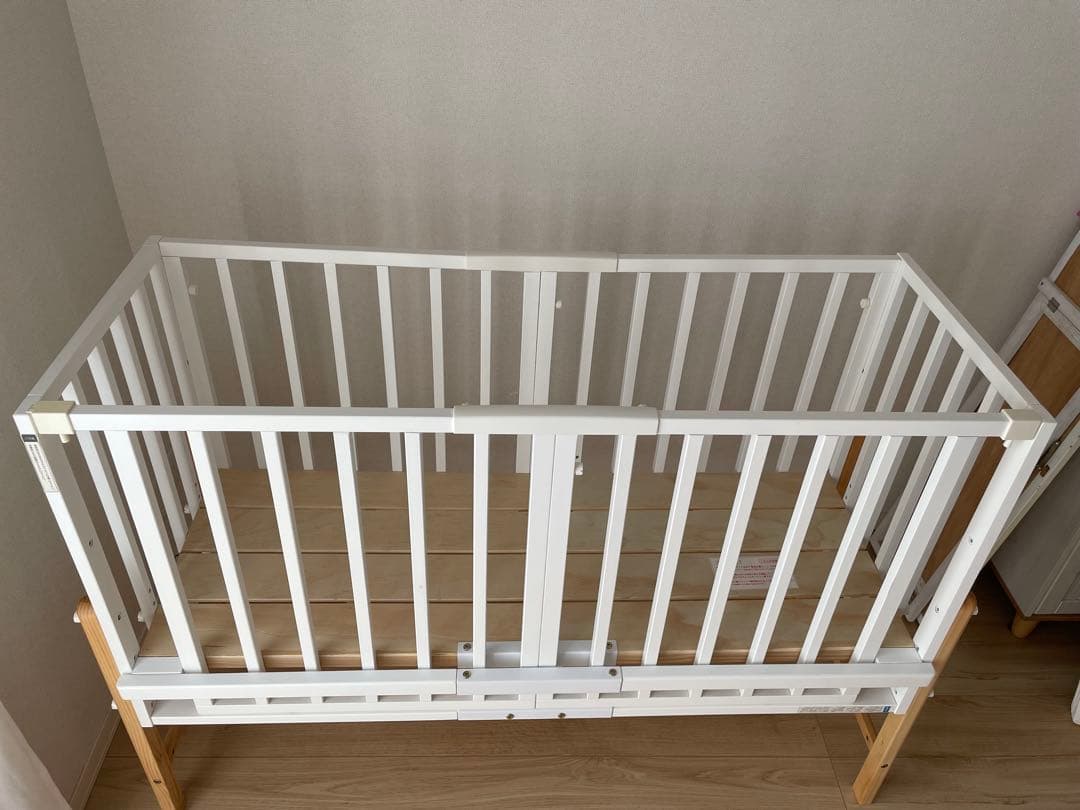 大和屋　そいねーる3 ホワイト　木製ベビーベッド マットス付き