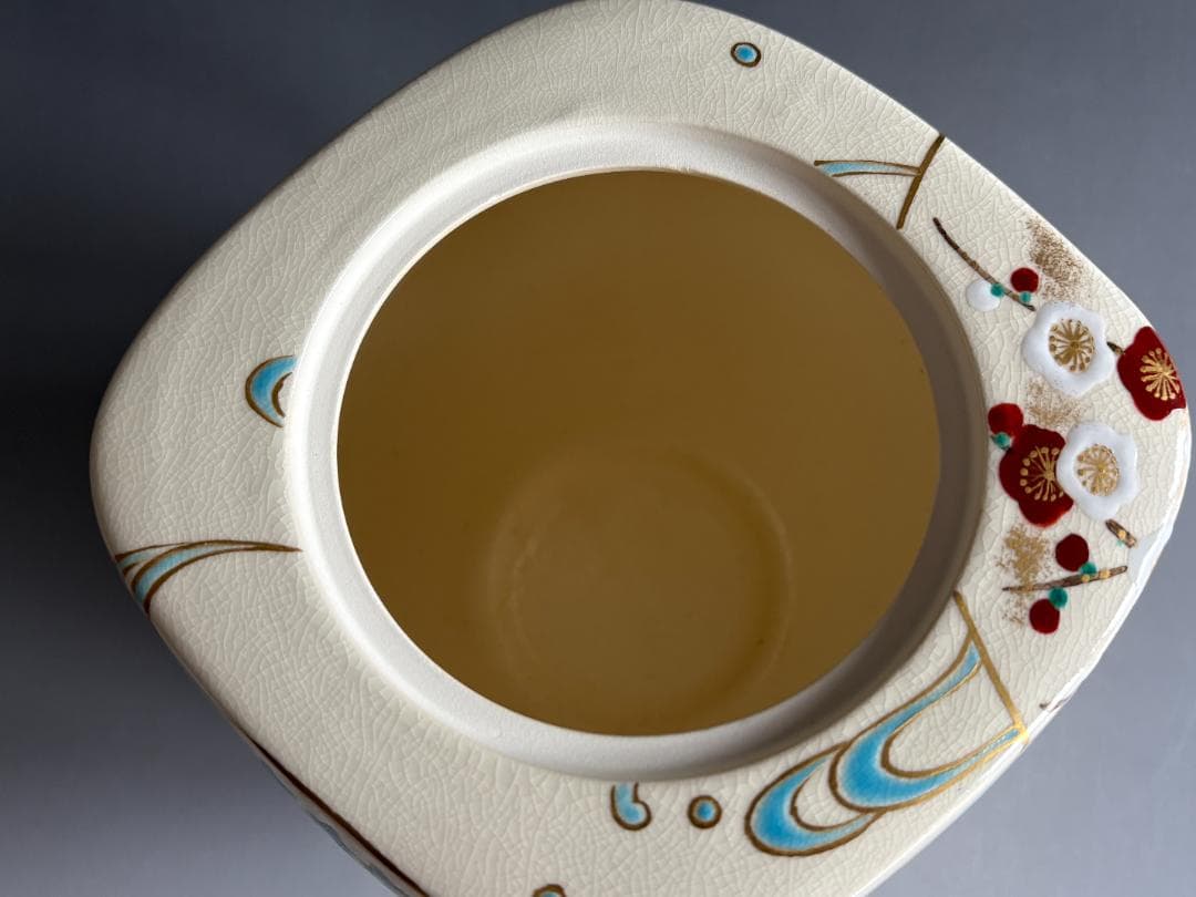 地紙流水　菱形水指　敦司造　茶道具