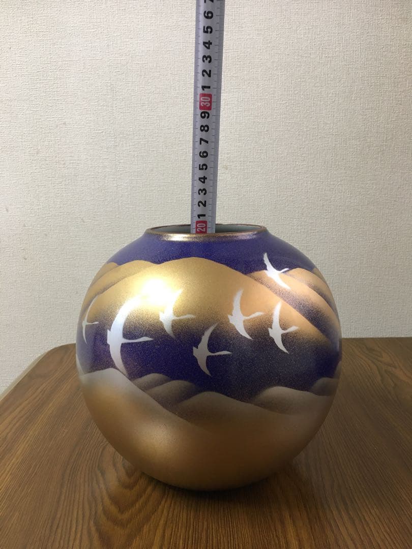 九谷焼 九谷旭山 鶴 花瓶