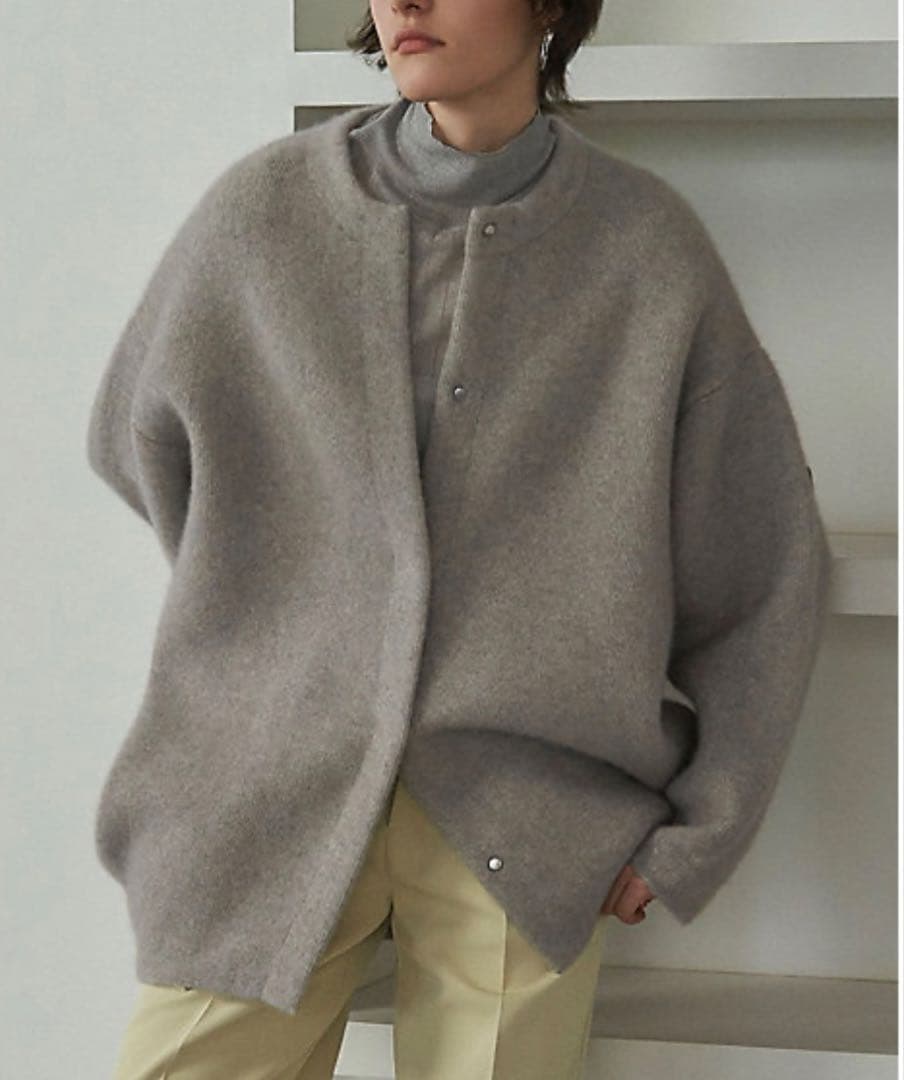 24AW エレンディーク ベーシックCNラクーンミックスWカーディガン 02