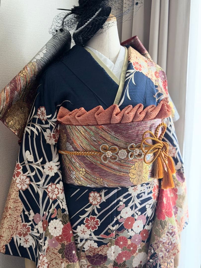 美しい振袖　フルセット　青い