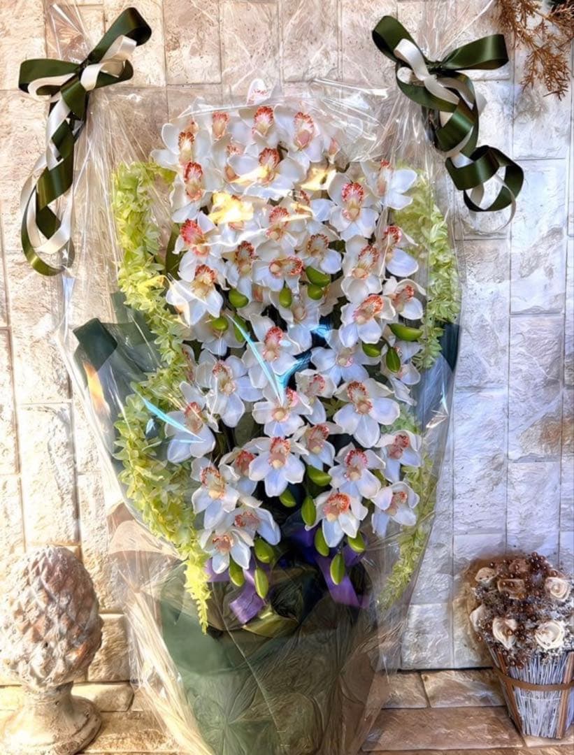 光触媒　人工観葉植物　フェイクグリーン　胡蝶蘭　シンピジューム６本立ち