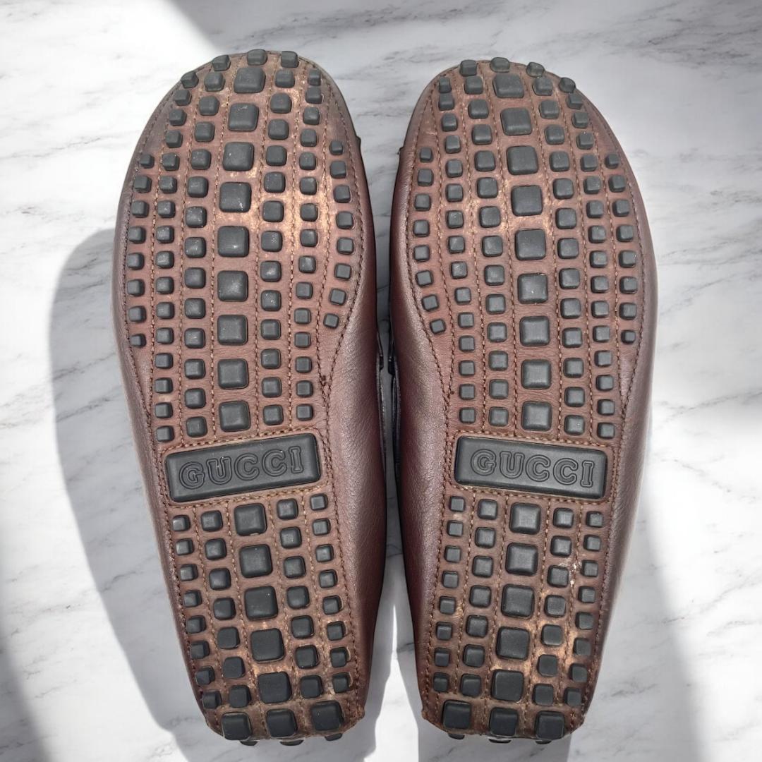 GUCCI インターロッキング　タッセル　ドライビングシューズ　茶